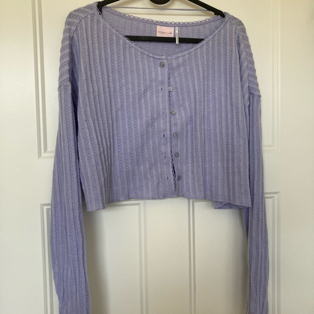 Urban Outfitters Light Purple Pointelle Cardigan